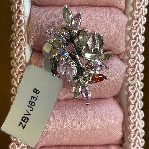 NWT RAINBOW SAPPHIRE RING. .925 STERLING SILVER. Size 8. W/Cert Authenticity! - Picture 4 of 6